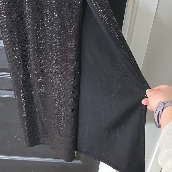 Bebe Black Sequin Bodycon Slip Maxi Dress Gown Size Small - Picture 3 of 12